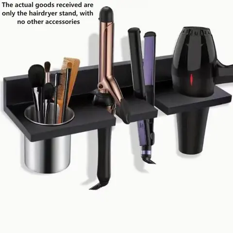 Country Wooden Hair Tool Holder Rack, Wall-Mounted Blow Dryer Stand, Bathroom Storage Solution, Bathroom Organizer for Straighteners Curling Irons Brushes, Bathroom Gadgets