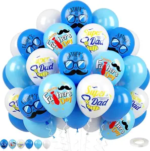 50pcs 12″ Father's Day Balloons Party Decorations Supplies – Best Dad  Ever,  Dark Blue & White Balloons for Happy Father's Day Party, Dad  Birthday & Dad Gift Decor