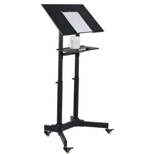 Mount-It! Portable Presentation Lectern Height Adjustable Laptop Cart Rolling Workstation with 4 Non-Marking Casters for Classroom or Home Office
