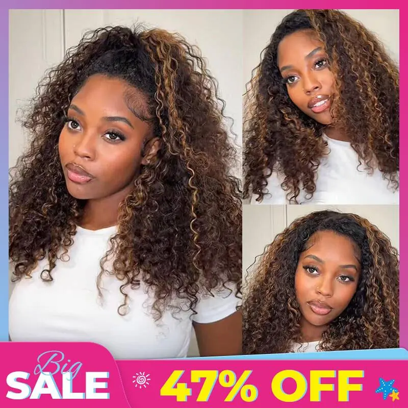 [WEAR GO HALF WIG] ISEE HAIR Wear Go 1B/30 Highlight Half Wig Water Wave 180% Natural Density Invisible Hairline Glueless Human Hair Wigs Seamless Flip Over Wig Natural Look Beginner Friendly summer hairstyles #TikTokShopBackToSchool #SohoChic