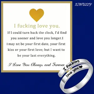 XINFULLY I Fvcking Love You Ring Adjustable Tarnish-Free Hypoallergenic One Size Fits All Daily Reminder Gift for Significant Others