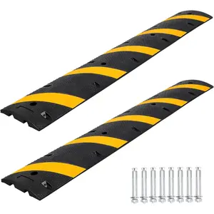6 Ft Rubber Speed Bump, 2 Pack 2 Channel Modular Heavy Duty Speed Bumps Humps 25000 lbs Load Capacity, Cable Protector Ramp for Asphalt Concrete Gravel Driveway Road