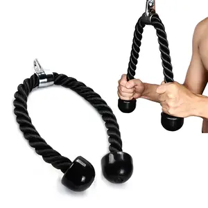 27 Inch Tricep Rope Cable Attachment with Carabiner Anti-Fray Nylon Gym Pulley Pull Down Rope