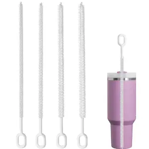 4-Pack Durable Nylon & Stainless Steel Long Straw Cleaning Brushes, 10-Inch Reusable Straws Scrubber for Various Sizes, Ideal for Kitchen, Bathroom, Outdoor, Living Room, No Electricity Needed, Perfect for Holiday Gifts