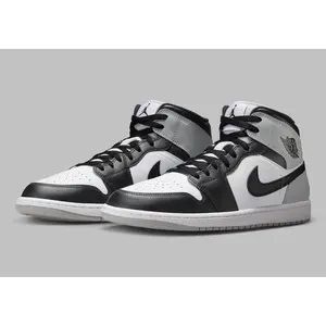 Men's Air Jordan 1 Mid "Baron" Black/Grey/White DQ8426-101 Round Toe Laces Closure All Seasons Fashion Athletic Sneaker - Casual