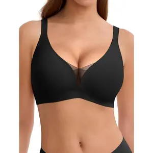 Bras for Women No Underwire Deep V Wireless Bra Push Up Seamless Bras Full Coverage Bralettes Everyday Bras
