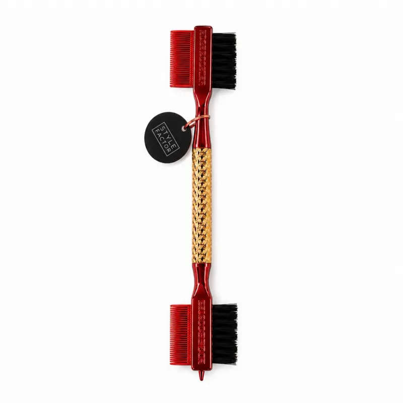 Style Factor Edge Booster Hammer Brush with Boar Bristle – Double-Sided Edge Brush & Comb