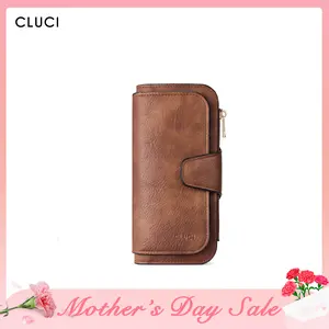 [Mother's Day Gift Collection] CLUCI Women and Men Wallet Leather RFID Blocking Designer Trifold Card Holder Ladies Clutch with ID Window RFID Credit Cute Gift for Men
