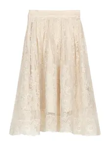 Fashion Elegant High Waist Midi Skirt, Water Sol Lace Design, Summer Woven Fabric, Fitted Style, Perfect for Special Occasions