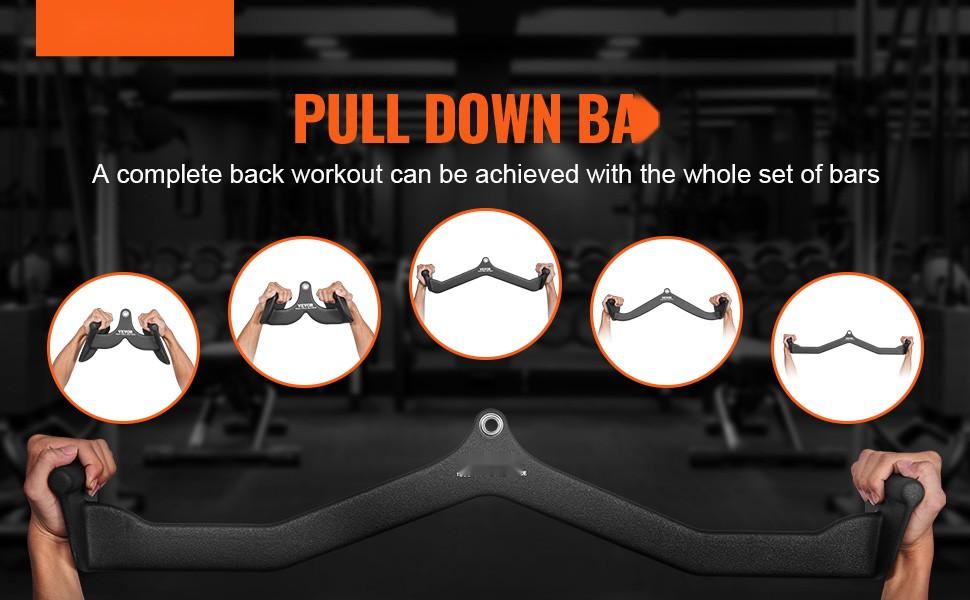 Lat Pulldown Bar Attachment For Cable Machine With V-Bar And T-Bar Handles | Durable Home Gym Accessory For Lat Pull-Down Exercises, Strength Training, Cable Crossovers, And Multi-Gym Fitness Equipment, Easy Installation