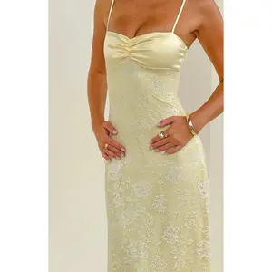 Ely Yellow Lace Maxi Formal Dress