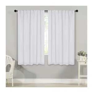 Superior Solid Blackout 2 Piece Back Tab Curtain Set, 52x63