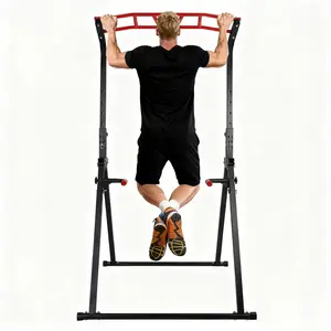 Foldable Power Tower Pull Up & Dip Station – Adjustable Multi-Function Strength Training Equipment with Pull Up Bar, Power Rack & Squat Stand for Home Gym and Outdoor Workouts