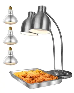 Commercial Two-Head Heat Lamp for Food Warming and Display, Adjustable Stainless Steel Electric Buffet Catering Light for Restaurants, Hotels, Buffets, Deli and Event Catering, Food Safe Heat, Temperature Control, Energy Efficient