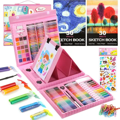 237-Piece Kids Art Set with Double-Sided Easel, Painting Kits for Kids Ages 4-8, Non-Toxic Art Supplies for Girls and Boys, Drawing Set with Watercolor, Oil Pastels, Back to School Gift for Kids, Toddlers, Coloring Books, #TikTokShopFallDealsForYou