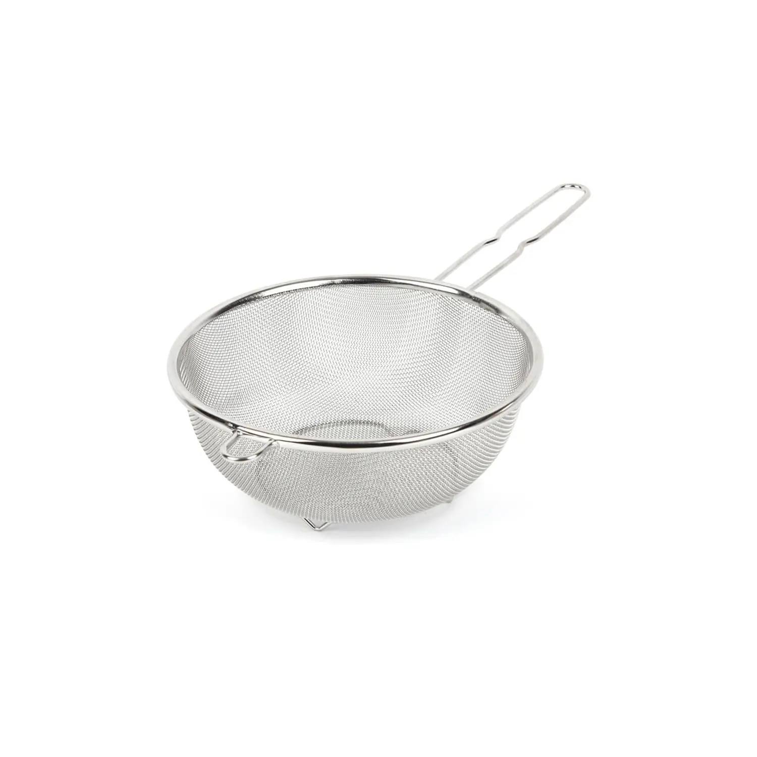Sturdy Stainless Steel Standing Mesh Strainer Basket with Handle, Metal Fine Mesh Deep Colander Utensils, Multipurpose Food Sieve with Draining Scoop for Noodles, Fruits, Frying, Kitchen