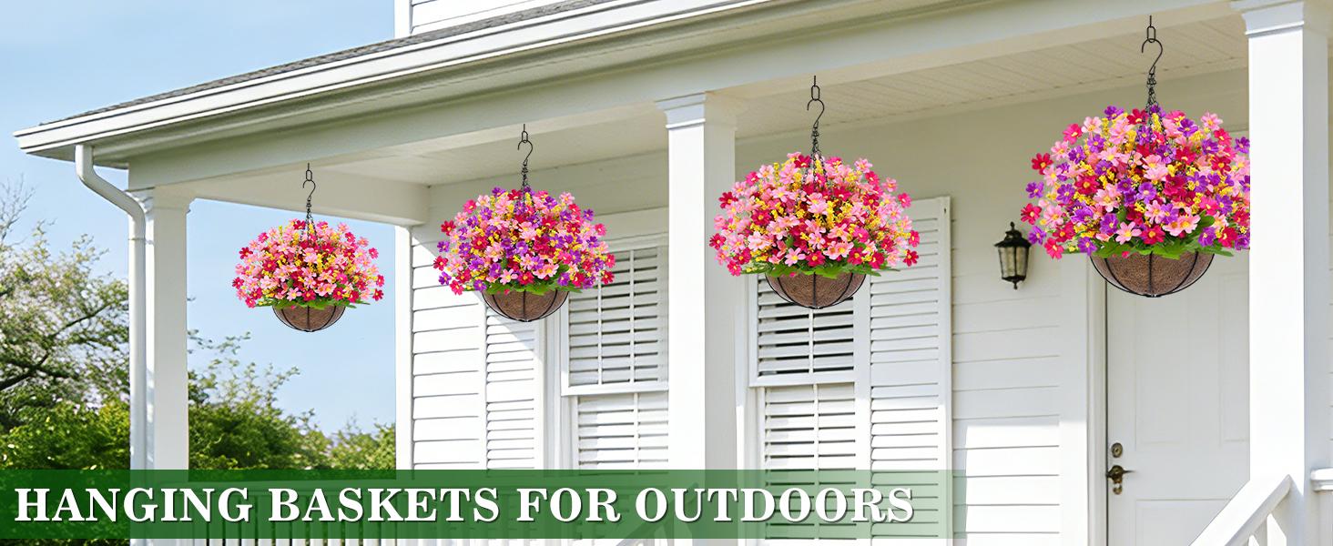 1/2pcs Artificial Hanging Flowers Basket for Outdoor Spring Summer Decor, Faux Silk Pink Purple Daisy Flowers in Hanging Planter,UV Resistant Fake Flower Look Real for Home Patio Balcony Yard Decor 1/2pcs Artificial Hanging Flowers Basket for Outdoor Spring Summer Decor, Faux Silk Pink Purple Daisy Flowers in Hanging Planter,UV Resistant Fake Flower Look Real for Home Patio Balcony Yard Decor