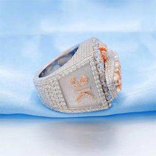 Luxury chilled personalized hip-hop boutique jewelry men's chilled champion ring genuine VVS silicon diamond ice-feel luxury style ring men's high-end ring, Mother's Day and Father's Day gift, large party wearing accessory