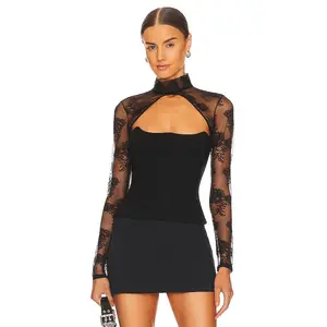 fleur du mal Bouquet Lace Shrug in Black