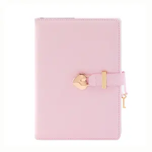 Heart-Shaped Diary Planner Notebook with Lock, Personal Organizer Book, Women's Secret Journal, Waterproof PU Leather Cover A5 Size, Valentine's Day Gift
