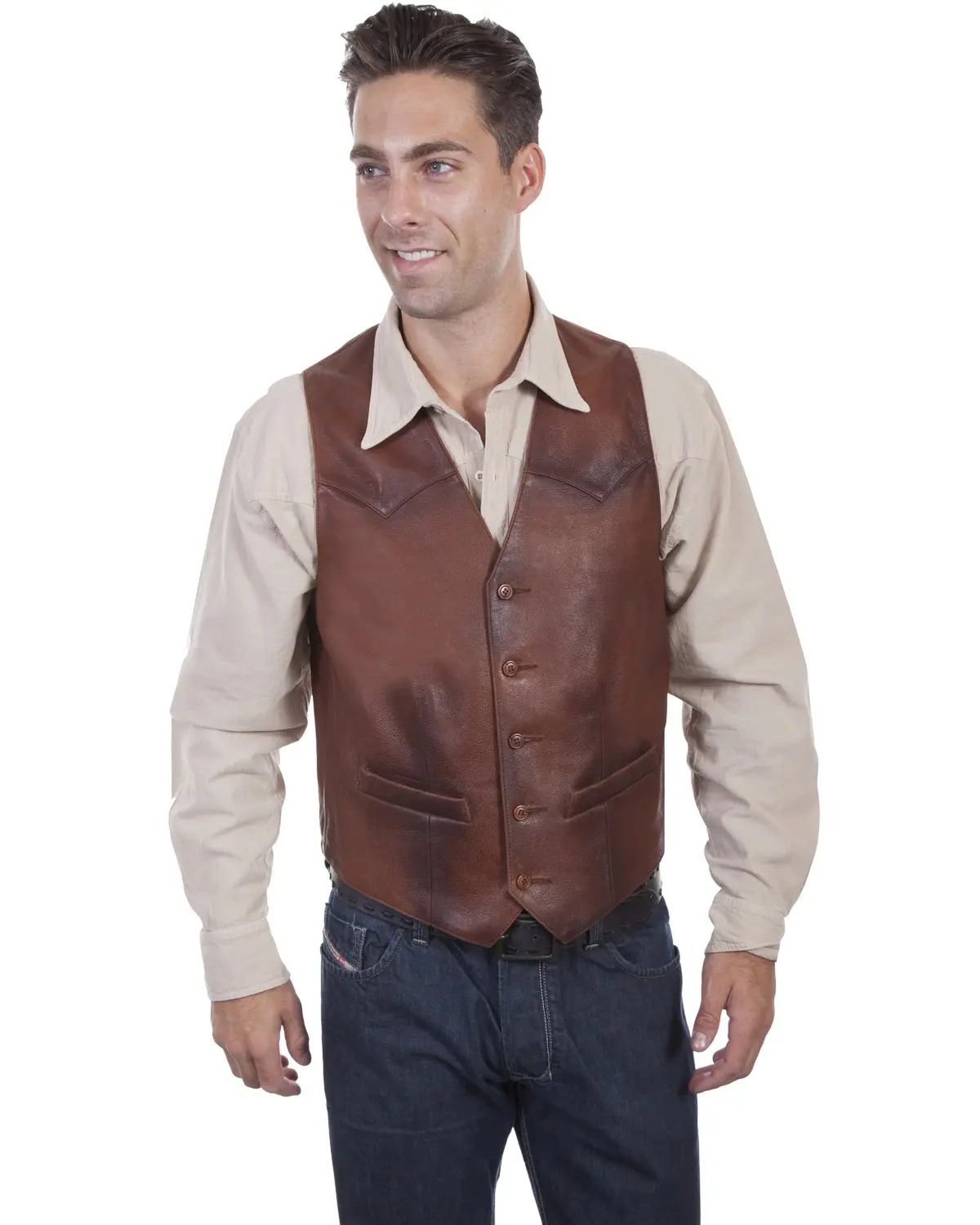 Scully Men's Men'S Classic Western Leather Vest - 707-Brn
