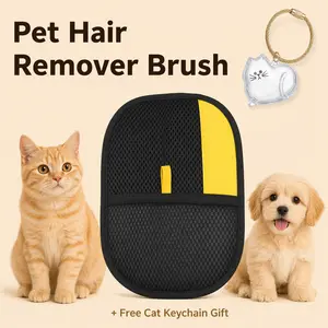 Upgraded Pet Hair Removal Gloves Larger Size Electrostatic Remover Reusable for Cat Dog Fur Cleaning on Sofas Furniture Carpets Car Seats Pet Grooming Gloves with Free Cat Keychain Gift