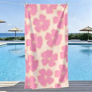 Flower Pattern Beach Towel, Soft Microfiber Quick-Dry Towel, Perfect for Adults Women, Ideal for Beach Swimming Travel Camping