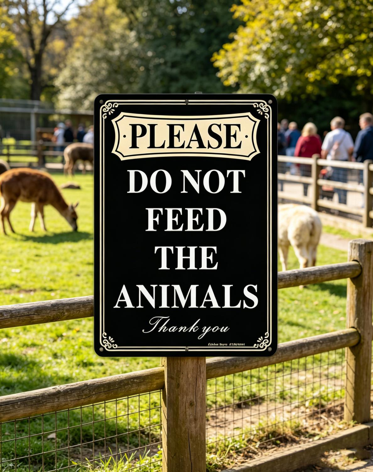 Do Not Feed The Animals Sign,  10 x 8 Inch Reflective Rust Free Aluminum, UV Protected, Weather/Fade Resistant, Easy to Install and Read, Indoor/Outdoors Use