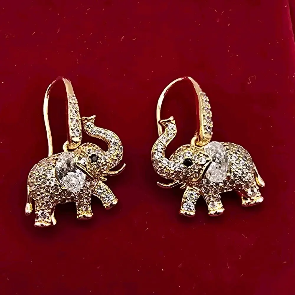 High-Quality Laminated Hook Elephant Earrings