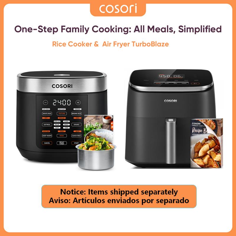 COSORI Bundle: 18-in-1 Rice Cooker/ 9-in-1 Electric Pressure Cooker & TurboBlaze Air Fryer -9 Functions, 5 Speeds, Nontoxic, 95% Less Oil, Fast&Crispy Cooking, Easy to Clean, Recipes