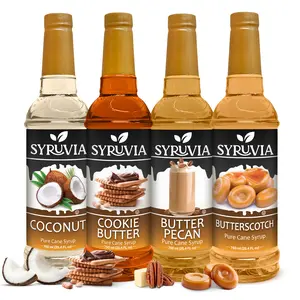 Syruvia Coffee Inspired Syrup Variety Pack – Coconut, Cookie Butter, Butter Pecan & Butterscotch Flavored Syrup – Perfect for Coffee, Lattes, Desserts & More – 25.4 Fl oz Bottles (4 Pack)