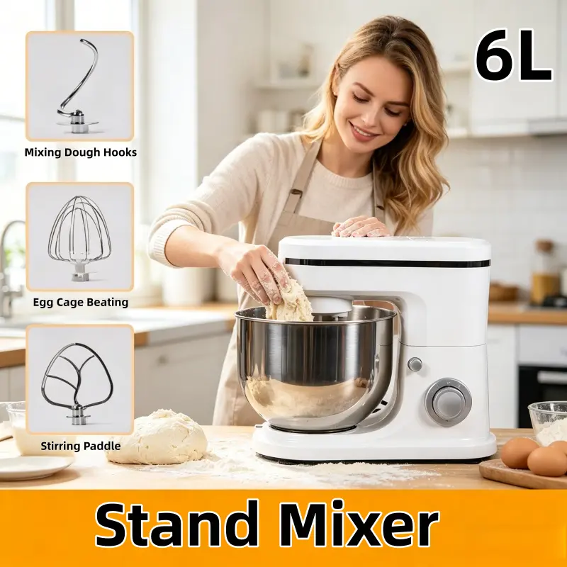Mini Angel Stand Mixer,10-Speed 5QT Kitchen Electric Mixer,Tilt-Head Food Mixer with Dough Hook, Wire Whisk, Flat Beater, Stainless Steel Bowl (Silver)