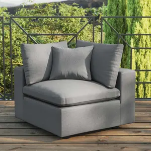 Modway Commix Overstuffed Outdoor Patio Corner Chair in Charcoal