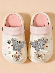 Girls' Summer Floral Eva Sandals, Cute Fashionable Slip-On Shoes for Indoor & Outdoor Use, Comfortable Anti-Slip Beach Slippers