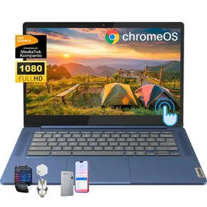 Lenovo 2026 Slim 3 14" FHD Touchscreen Chromebook | 8-Core MediaTek 520, Up to 16GB RAM, 64GB eMMC+128GB Micro SD, 13.5H Battery, WiFi 6, Chrome OS, Student Business Laptop with Bundle Accessory