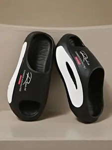 Men's Sporty Slides, Casual Comfortable Breathable Non-slip Slippers, Soft Comfy Home Slippers, Fashionable Slippers for Indoor & Outdoor Wear, Footwear