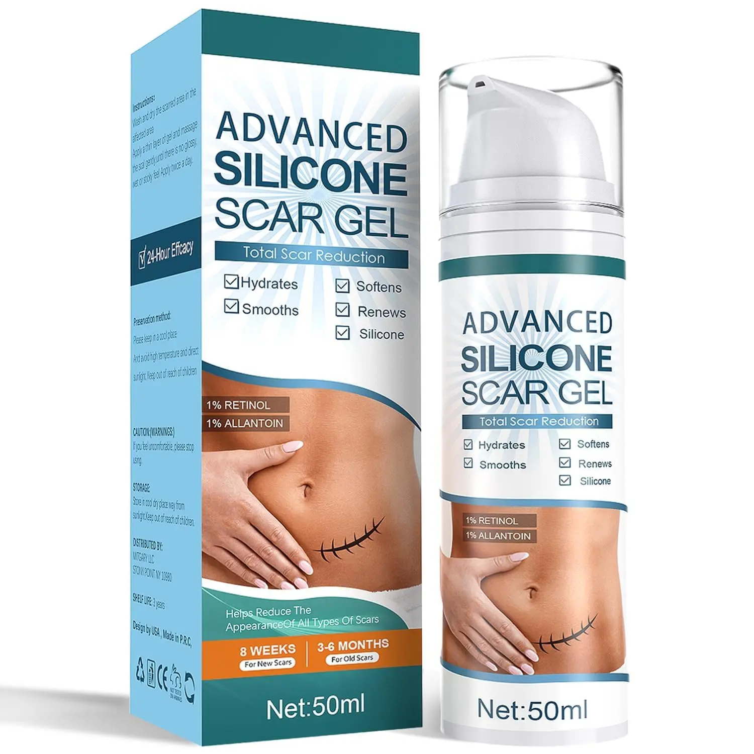 Advanced Silicone Scar Gel - Surgical, Acne & Burn Scar Remover Cream
