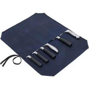 Chef’s Knife Roll Case, Waxed Canvas Cutlery Knives Holders Protectors, Home Kitchen Cooking Tools And Utensils Wrap Bag, Multi-Purpose Brush Roll Bag, Travel Tool Roll Pouch