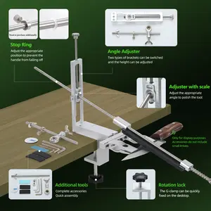 Professional Knife Sharpening System, Kitchen, Full Metal Body, 360 Degree Dual-Sided Grinding, Abs Case Included, 4pcs Diamond Stones Set