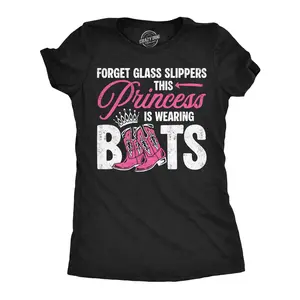 Womens Funny T Shirts Forget Glass Slippers This Princess Is Wearing Boots Sarcastic Tee For Ladies Funny Womens T Shirts Cute Vintage Fashion Casual Ladies T-Shirt Gift Funny  Top Women's Novelty Tees Black -