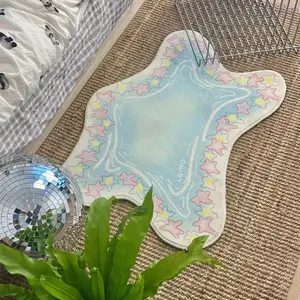 Cute Colorful Star Carpet for Bedroom, Dreamy Soft Plush Decorative Area Rug for Girls Room, Absorbent Bathroom Mat for Comfort, Modern Style Indoor Carpet