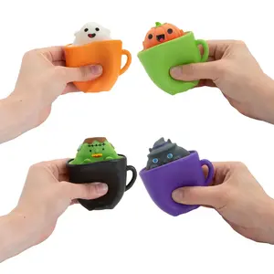 2" Mini Halloween Cup Characters Rubber Squeeze Toys - 12 Pc.