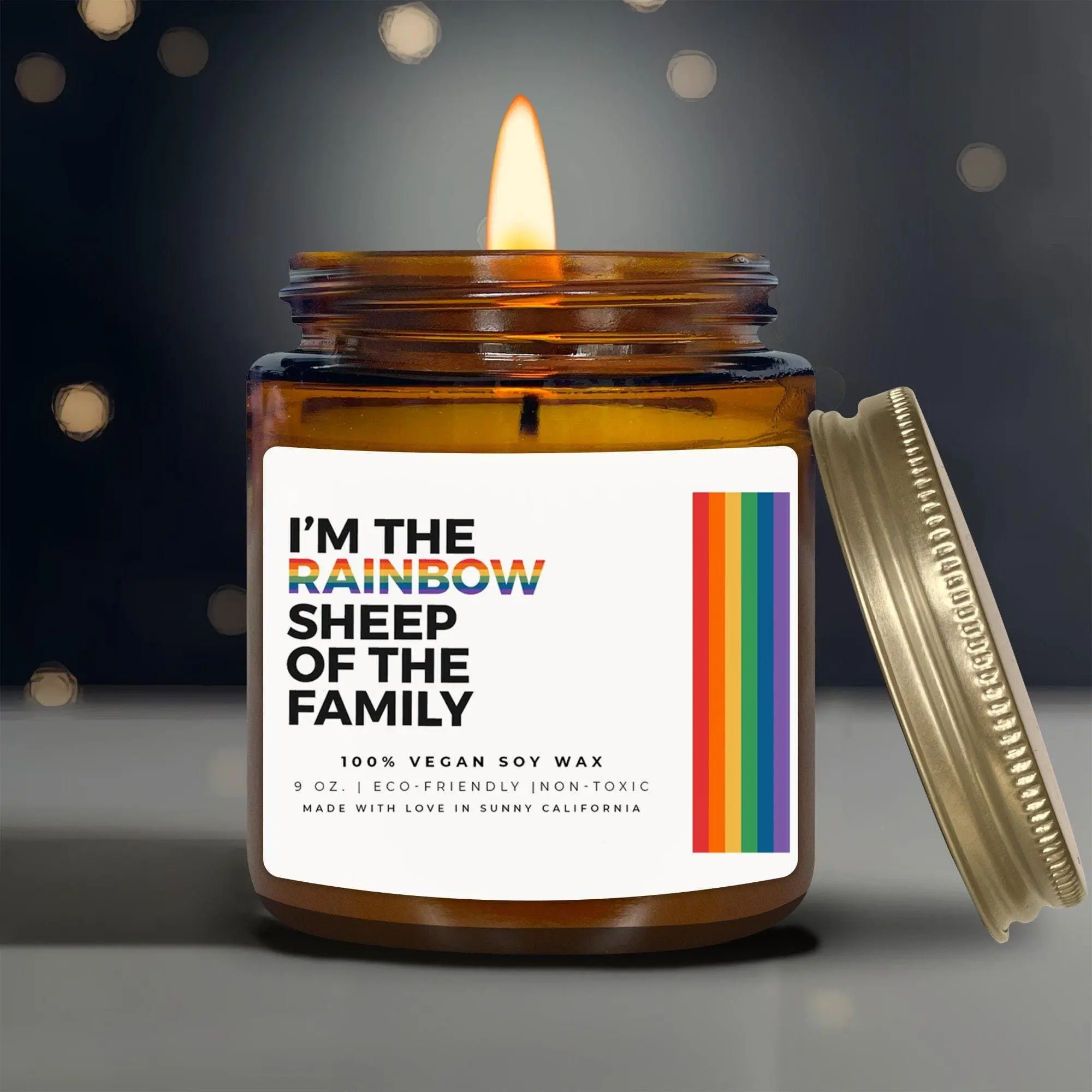 I'm The Rainbow Sheep Of The Family Candle, Pride Month Candle, LGBTQ+ Gay Lesbian Bisexual Queer Gift, Funny Gift For Him Her, (C-28PRI)
