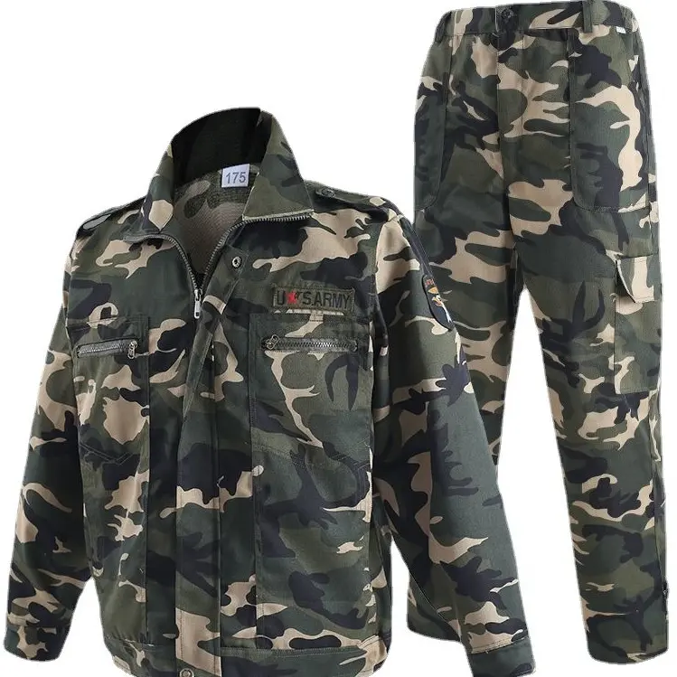 Men's Tactical Camouflage Suit, 2-Piece Tear-Resistant Workwear Set with Jacket & Utility Pants, Quick Dry Poly-Cotton, Menswear, Adjustable, High-Density Polyester-Cotton Blend, Breathable, Reflective Trim, Stretch, Uniforms
