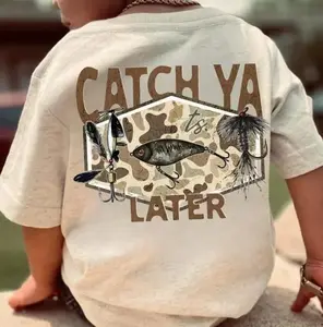 Youth Catch Ya Later Shirt Camo Fish Label Shirt retro Bass Hunting Fish Patch Shirt Camo Boy Shirt Camo Girl Shirt