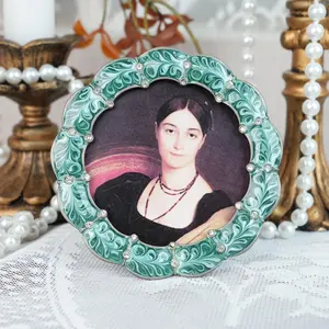 Photo Frame Vintage Glitter Crystal Green 3“ X 3”