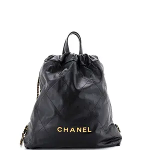 Pre-owned CHANEL Leather Backpacks 22 Chain Backpack Quilted Calfskin Large by Rebag
