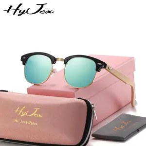 HyJex Unisex Bamboo-Leg Metal Half-Frame Fashion Sunglasses Personalized Hiking Sunglasses UV400