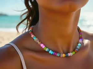 Rainbow Multi Gemstone Necklace, Natural Semi-Precious Rondelle Beads 14k Gold: The Mosaic II Necklace