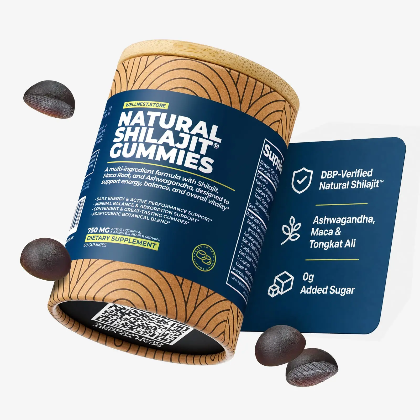 Natural Shilajit Premium Wellness Gummies – Authentic Altai Mountain Resin Extract with Ashwagandha, Maca & Tongkat Ali – Cellular Energy & Performance Support – 60 Pectin Gummies, 0g Added Sugar Healthcare Mineral